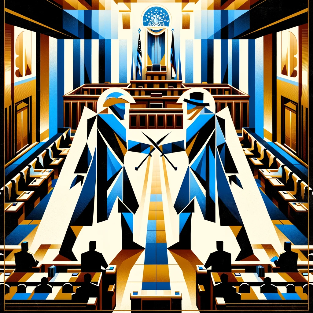 Abstract depiction duel.